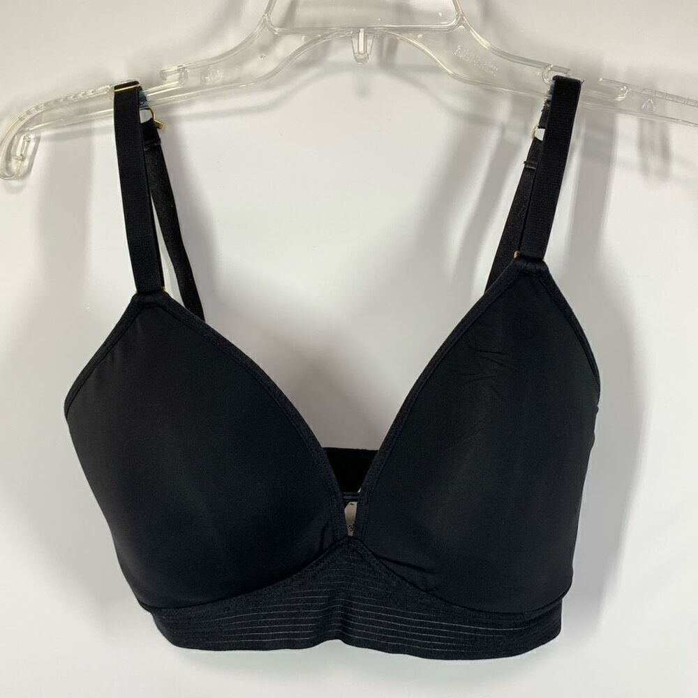 Lively Women's Wireless Padded Mesh Trim Spacer Bralette Black Size 34DD